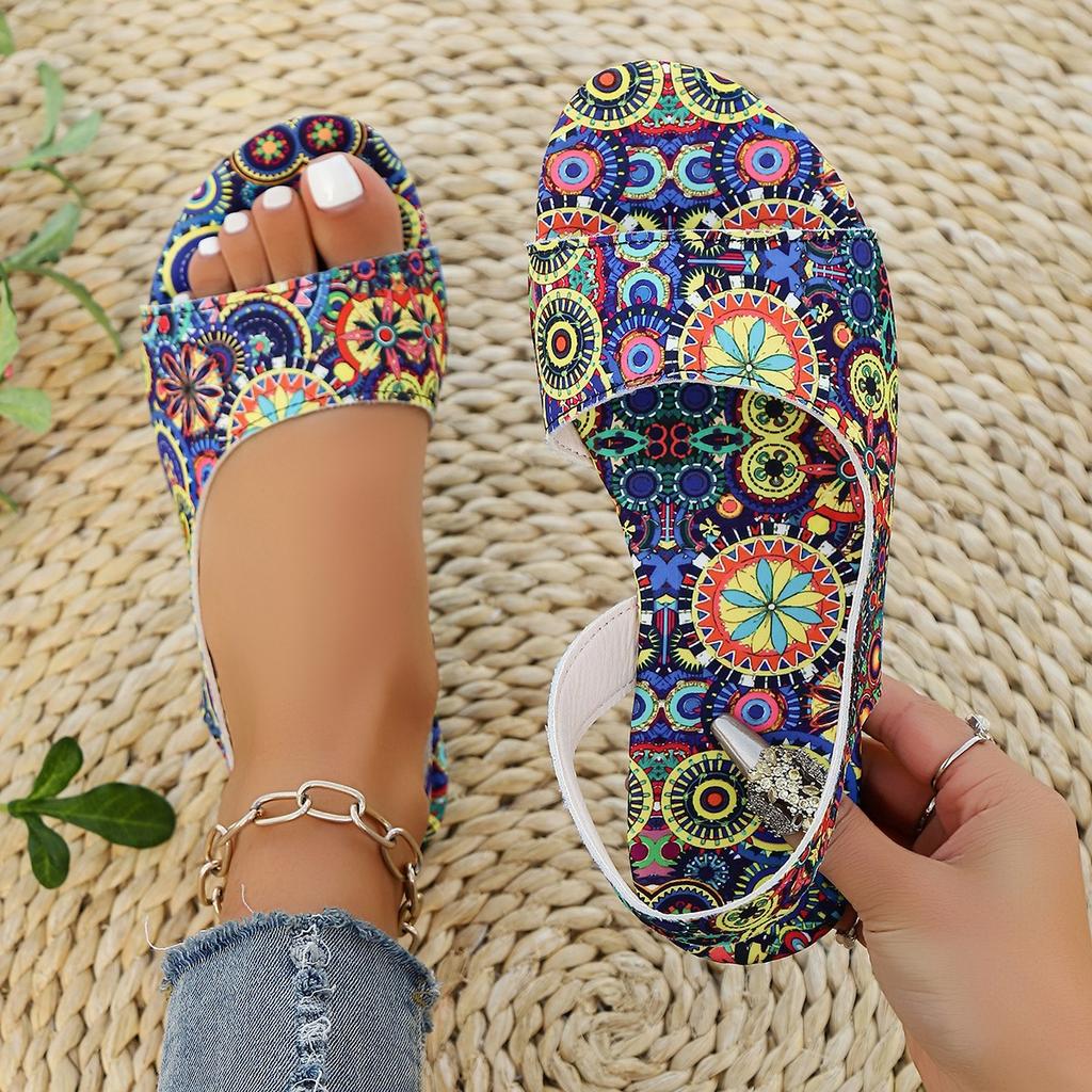 Fashion Women Slippers Bohemian Flower Pattern Sandals Casual Lightweight Shoes Flip Flops Fashion Big Size Slippers Home Slides Women