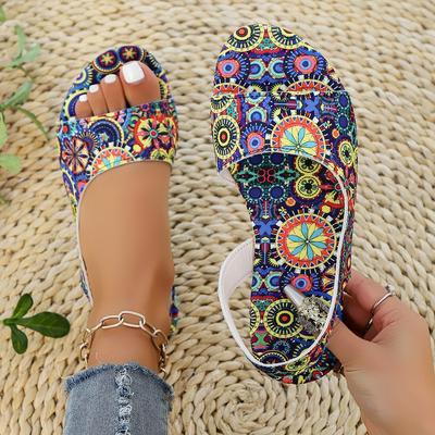 Women Slippers Bohemian Flower Pattern Sandals Casual Lightweight Shoes Flip Flops Big Size Slippers Home Slides Women