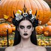 Dark Series Flower Hairband with Skull Decors For Women Girl Halloween Costume Party Role Playing Accessory Headpiece
