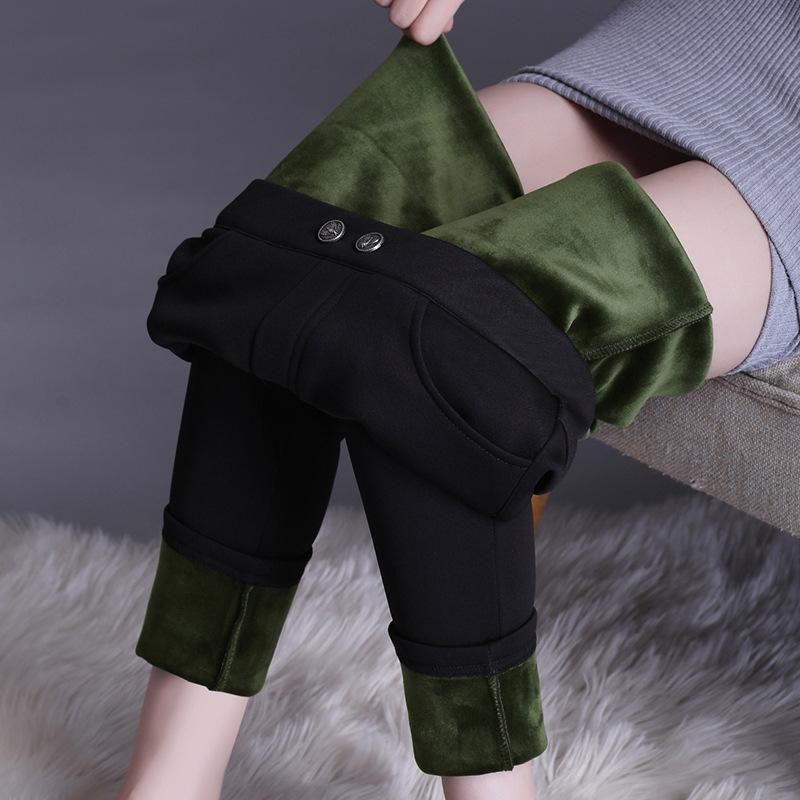 Autumn/Winter New High Waist Plucked Warm Cotton Pants Leggings
