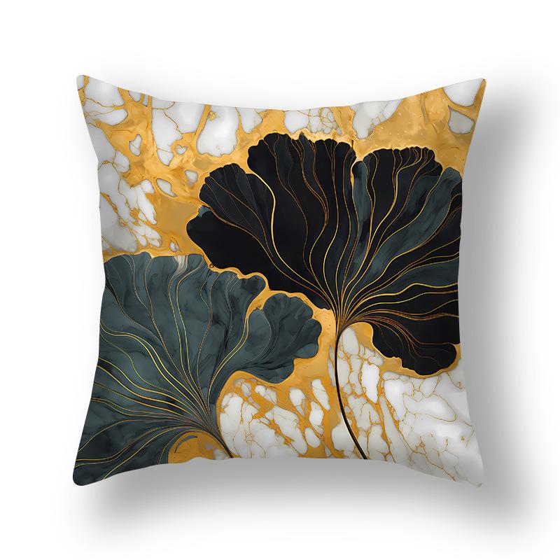 Short Plush Pillowcase, Simple and Versatile Ginkgo Leaf Pillow, Modern Decorative Sofa Pillow, Cushion