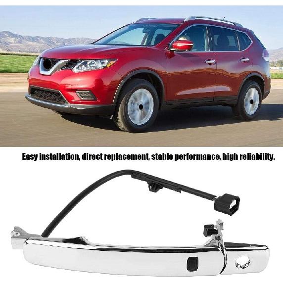 Car Door Handle, 80640-CA012 80645-CA000 Chrome Outside Exterior Door Handle Front Left with Wire and Sensing for Rogue 2010-2013