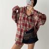 New Arrivals Open Run Women Check Hood Oversized Flannel Shirt
