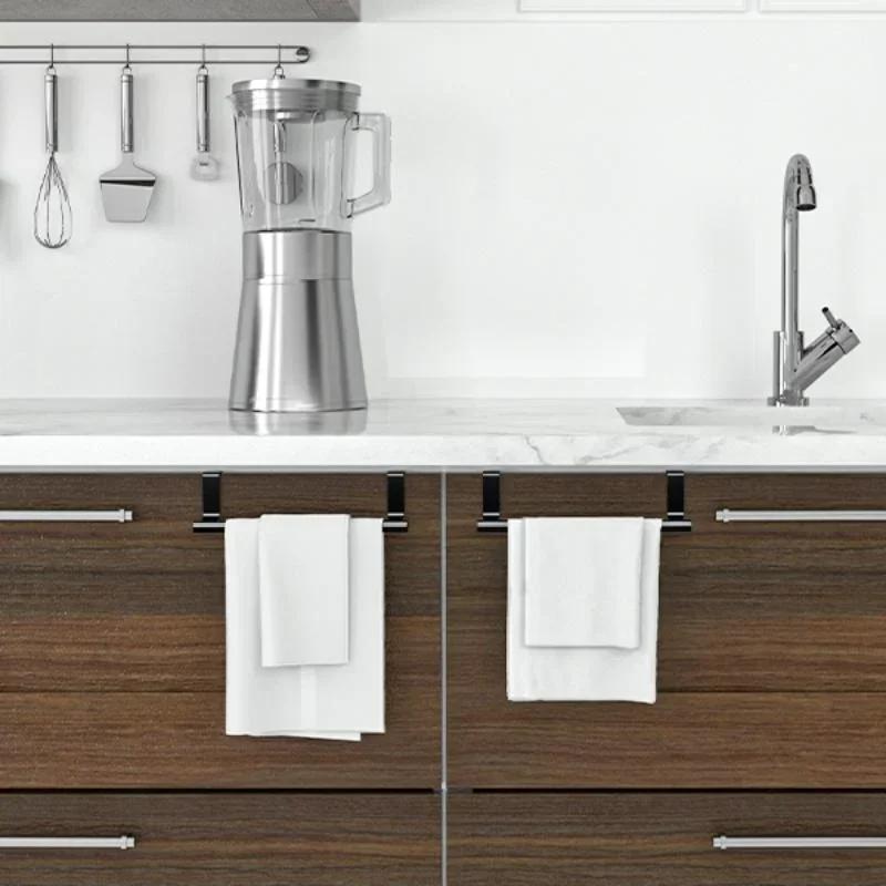Towel Rod Over Cabinet Towel Rack Storage Organizer Bathroom Door Hanging Towel Rack Kitchen Cabinet Punch-free Rag Hanger