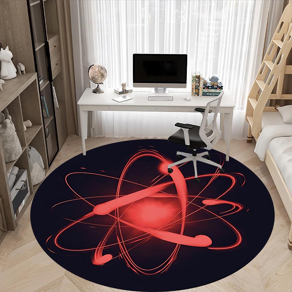 1pc Atom Science Carpet for Office Non Slip, Round Carpet, Soft & Comfortable, Carpet for Office, Lightweight Round Floor Mat