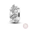Design 925 Silver Heart Claw Print Bee Conch Text Shining Zircon Fixed 3mm Charms Beads DIY Jewelry Making