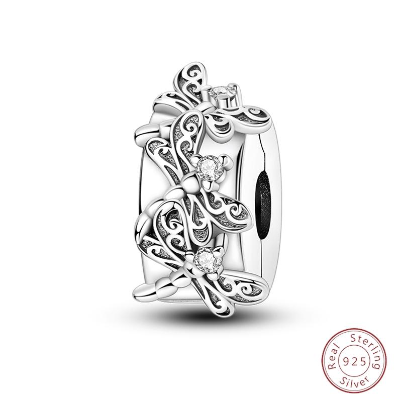 Design 925 Silver Heart Claw Print Bee Conch Text Shining Zircon Fixed 3mm Charms Beads DIY Jewelry Making