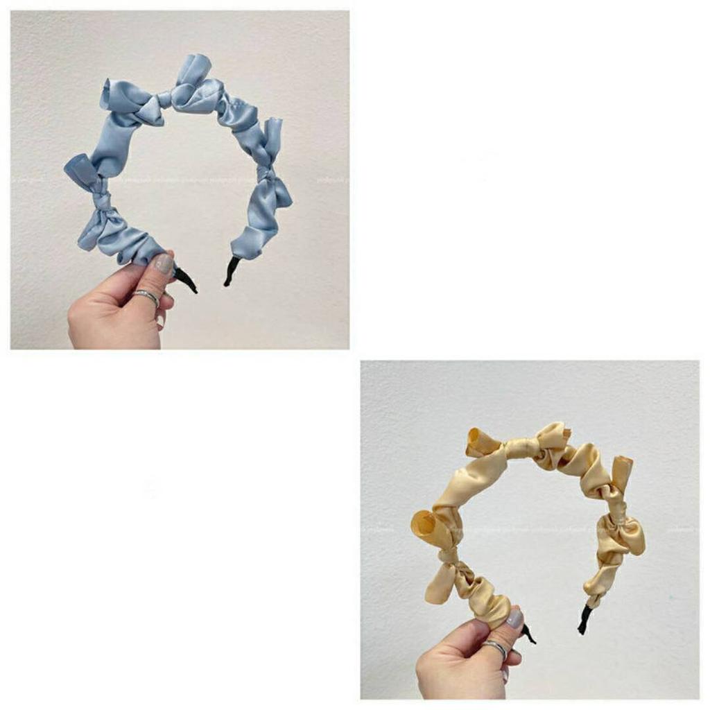 Korean version ins summer bow headband solid color sweet fabric headband wearing versatile hair accessories for women