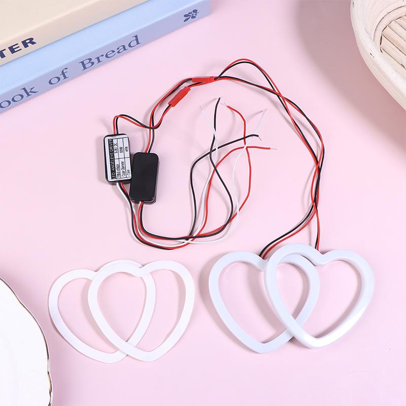 1 Pair Rgb Led Angel Eyes Halo Rings Heart-Shaped Turning Drl Light With App Control Car Lights Accessories OneSize