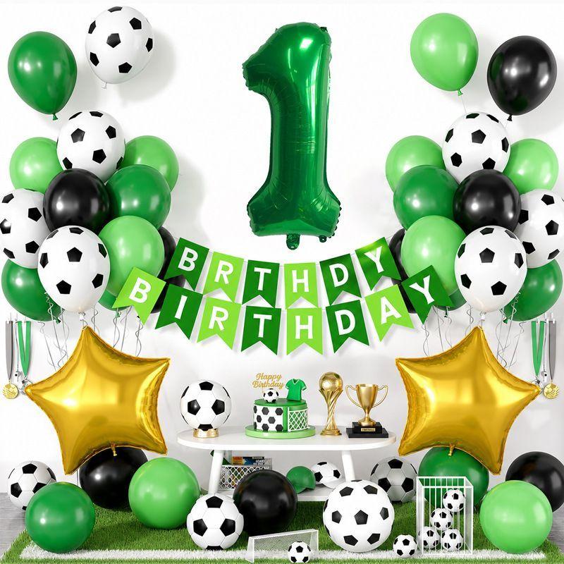 Fußball-Thema Geburtstag Zahl Aluminiumfolien-Ballonset für Kindergeburtstagsparty Dekorationen