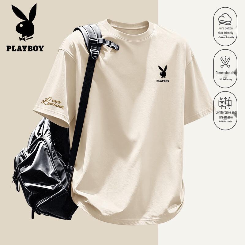 Playboy Men s 2026 Summer Casual Breathable Cotton T-Shirt 2XL