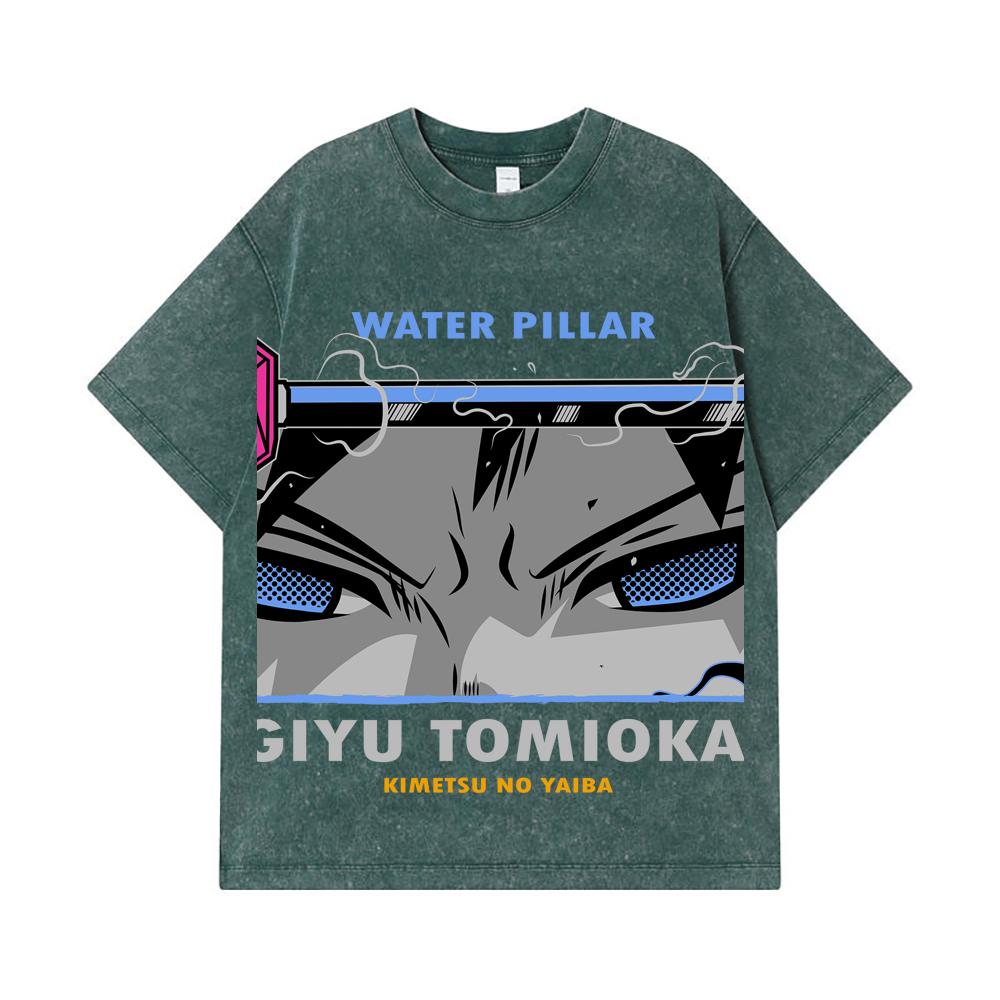 275 GSM Washed T-shirts 100% Cotton Demon Slayer V10 Tomioka Print Unisex Heavy Cotton T Shirt