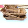 Hand-woven Imitation Rattan Wicker Basket Rectangular Storage Box Fruit Tea Snack Bread Basket Cosmetic House Kitchen Supplies
