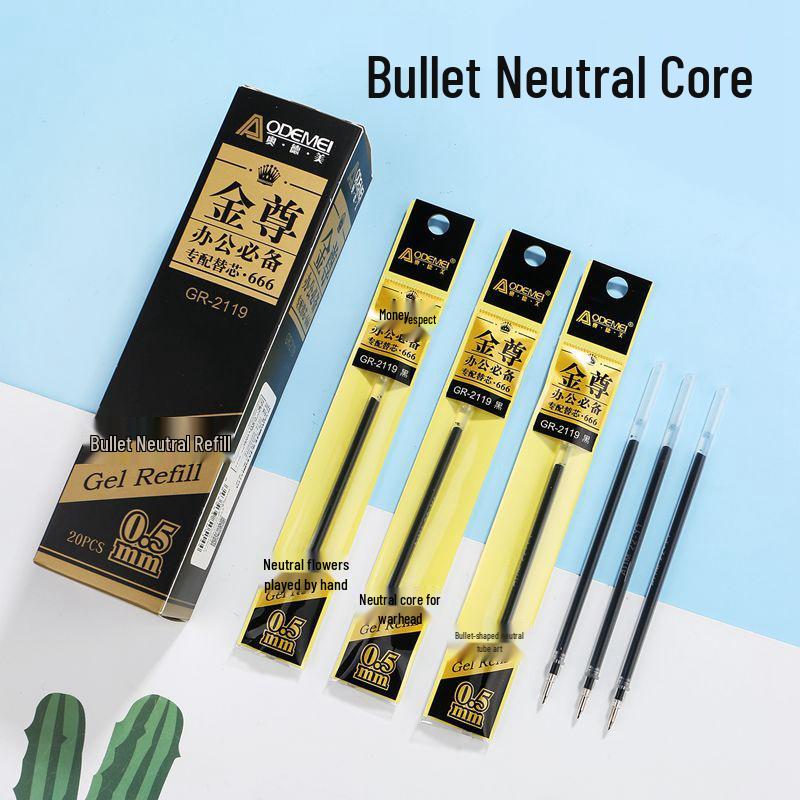 Feng Shang 009 European Standard Office Pen Refill, 0.5mm Bullet Tip, Black/Blue/Red for Students and Professionals.
