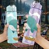 1PC Whale Floating Sky Cartoon Print 750ml Color Plastic Sports Water Bottle Leakproof Flip Straw Lid Suitable for Sports Office Home Use
