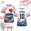 Nou Tricou de Fotbal cu Imprimeu Stil Japonez, Respirabil și cu Uscare Rapidă pentru Vară, cu Grafică Floare de Cireș, Topuri Casual Unisex