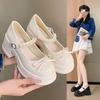 Women's Style Autumn Flat Mary Jane Shoes Preppy British Design Thick Sole Lulu Women Single Shoes Rubber Leather Lolita Shoes