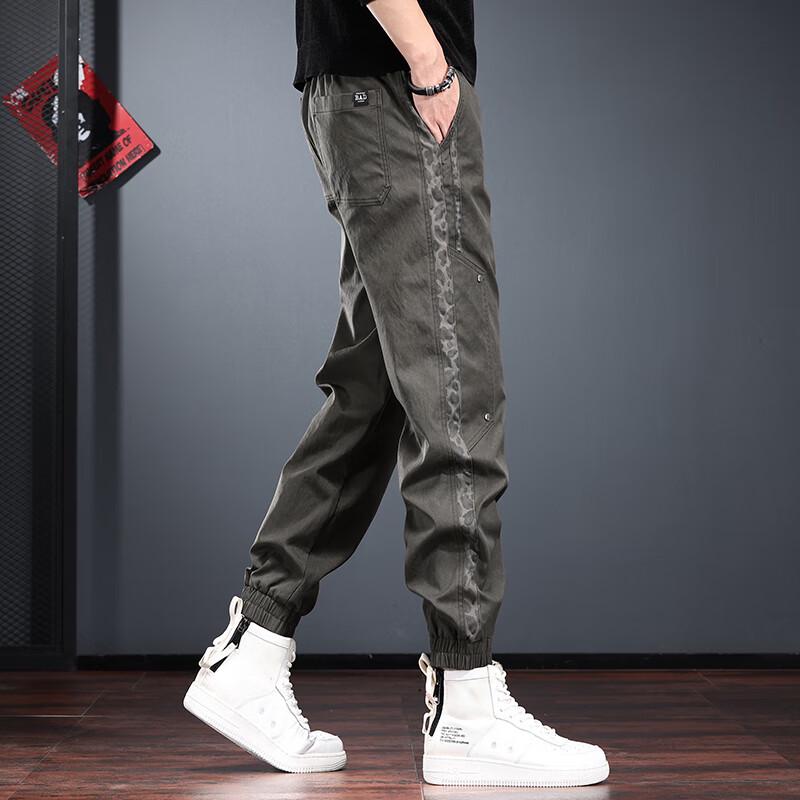 

Men s American Style Loose Fit Leopard Patchwork Cargo Harem Pants 4XL (191-220 lbs)