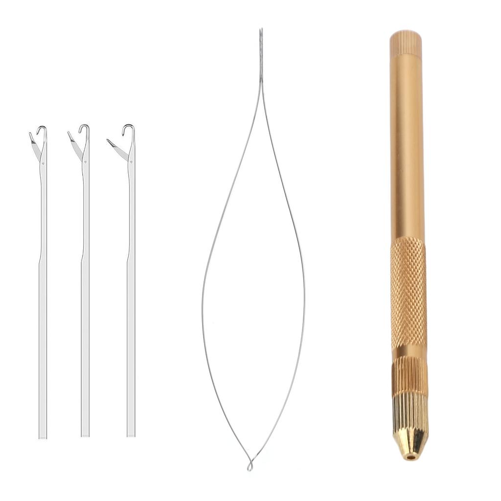 Hair Extension Tools Alloy Threader Pulling Hook Loop for Professional Hair Styling Accessory Gold