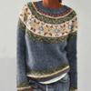 Sweater Women Round Neck Matching Color Loose Fashion Pullover Sweater