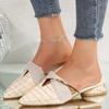 Large size pointed V mouth women's half drag summer new thick heel low heel bag head wearing slippers women