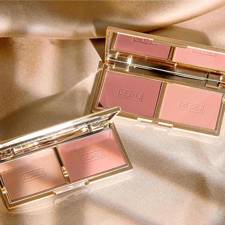 Natural&Matte Blush Palette Fine Powder Two-tone Peach Blush Palette Natural Rose Pink Red Rouge Face Cheek Easy To Apply