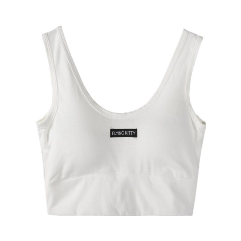 Korean version ins white suspender bottom vest women's pure cotton slim-fitting versatile short tube top with chest pad
