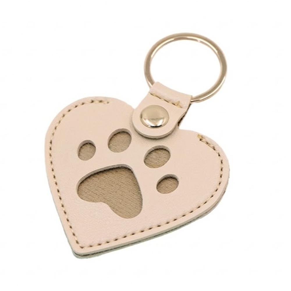 Mini Pet Hair Memorial Keychain PU Leather Cat Paw Keychain Cat Dog Hair Bag  For Pet Owner