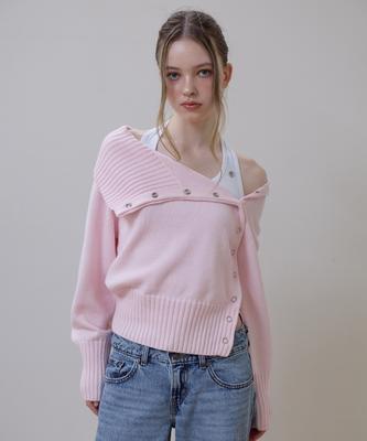 Rosefranz Fold Off Shoulder Knit [Pink]