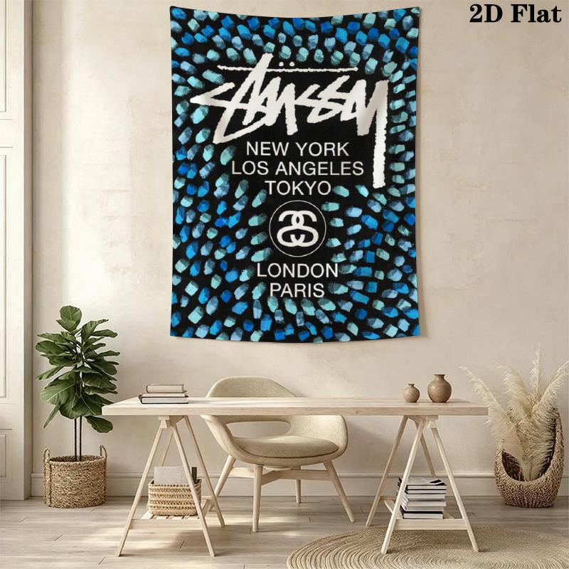 Purple Blue Swirl Marble Tapestry, Streetwear Signature Logo Wall Hanging for Room Aesthetic Decor