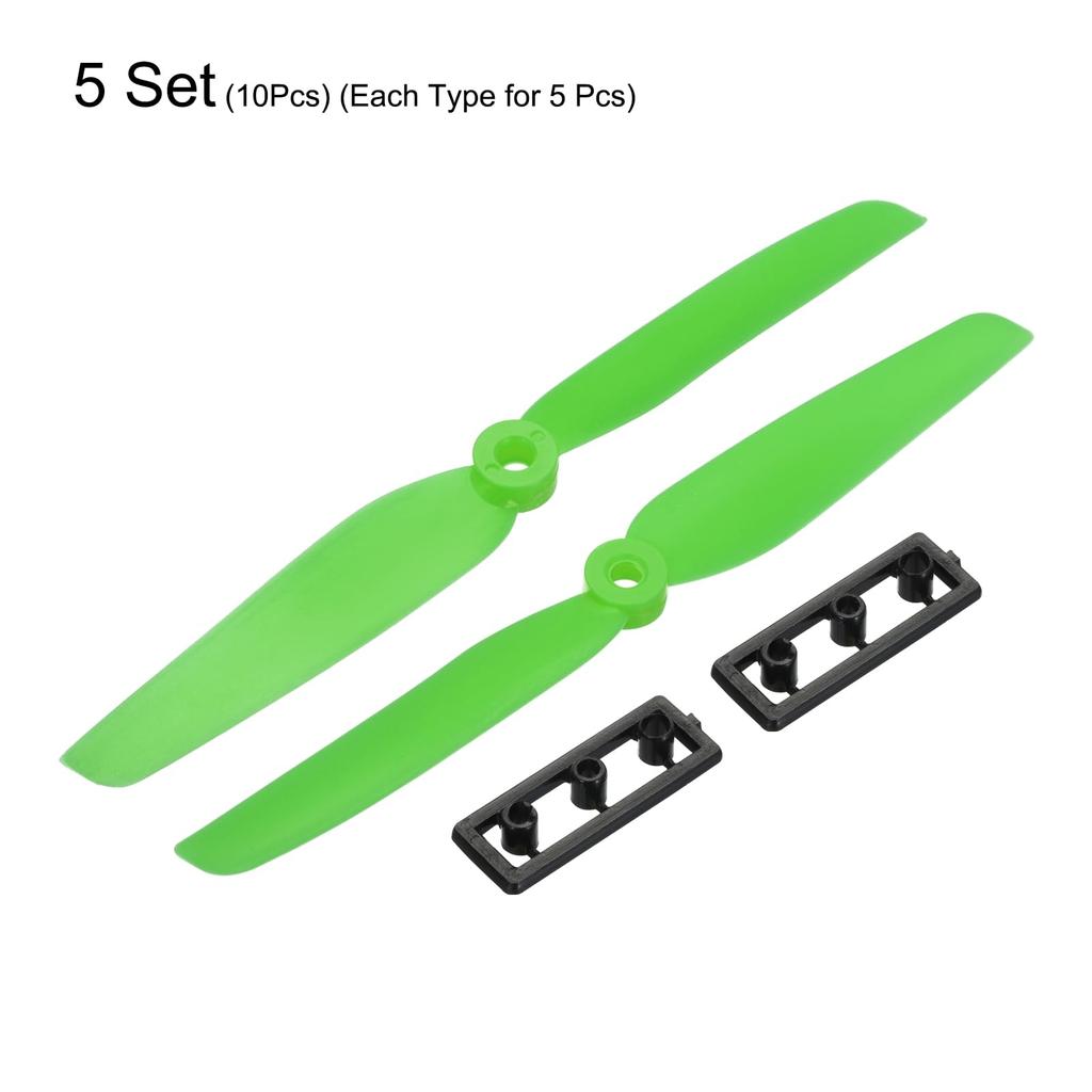 uxcell 10-Piece Set of 6x3" 2-Blade RC Propellers, Green, with Washers, for RC Aircraft and Quadcopter Main Rotors