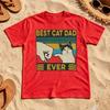Best Cat Dad Ever Fist Bump Retro Stripe Design Unisex Cotton T Shirt Holiday Leisure Vibe Summer Clothing Gift Cat Lovers