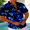 Herren Trendy Künstlerisches Blumenmuster Kurzarmhemd, Lässiges Urlaubsstil Revers Knopfleiste Oberteil, Perfekt für Tägliche Ausflüge & Strandbekleidung
