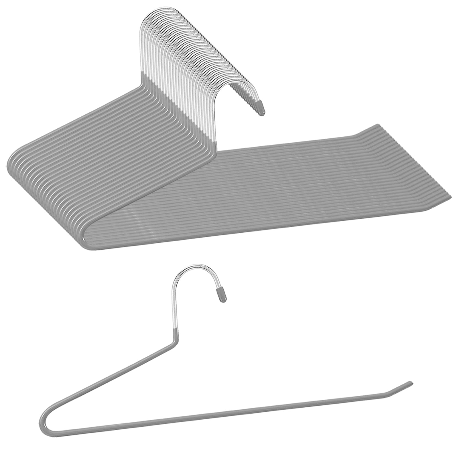 

HOSUR Вешалка для брюк (одна, не подходит для джинсов и длинных серых вешалок), нескользящая, набор из 30 штук, для брюк, брюк, отметок, юбок, экономия места, прочная, серый