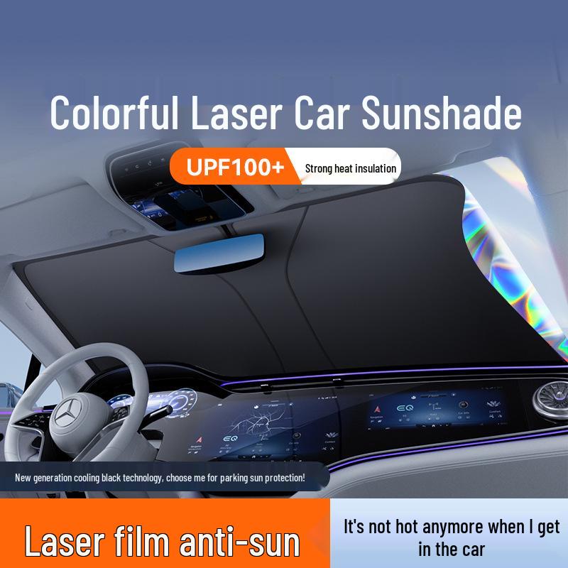 Titanium Silver Car Windshield Sunshade: Heat Insulation, Cooling, Sun Protection