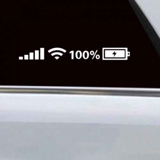 Reflective Sticker Funny Wifi Battery Level Signal Vinyl Decals Car Accessories
