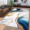 Marble Texture Carpet with Gold and Blue Abstract Art Design Suitable for Use As an Anti-slip for Living Room Bedroom Sofas