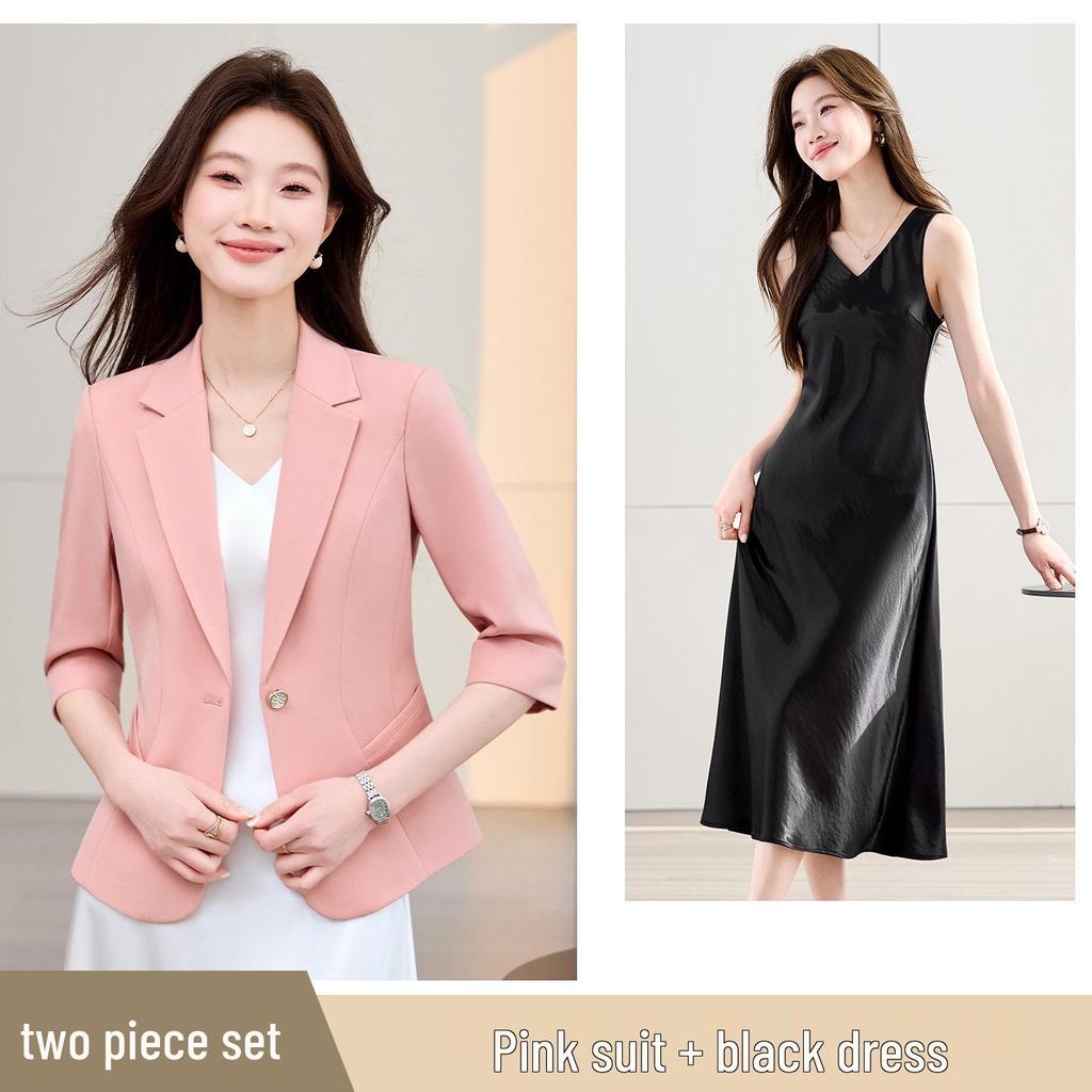Women's 2026 Spring Fashion Suit: Versatile Casual Jacket & Dress Set for Work