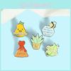 Creative Cartoon Style Pear Volcano Aloe Vera Design Alloy Brooch For Unique Fashion Accessories