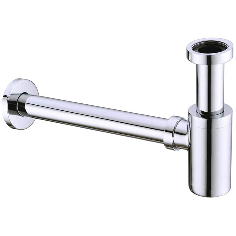 Brass Contemporary Round Bottle P Trap Adjustable Bathroom Sink Waste Basin Trap Drain