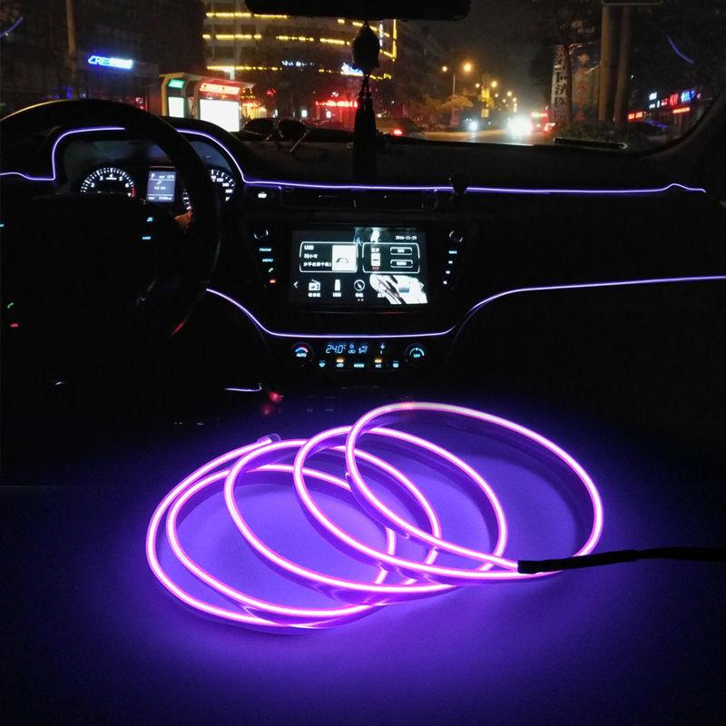 LED dekorativní lampa do interiéru auta 5M EL kabeláž Neonový pásek pro auto DIY Flexibilní okolní světlo USB Party Atmosphere Diode