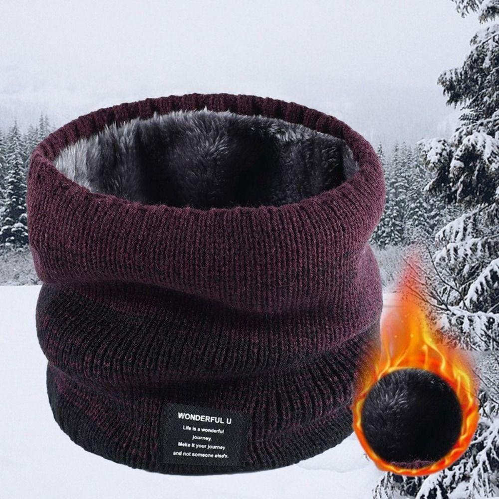 

Ring Bandana Winter Scarf Knitted Knitted Winter Warm Solid Knitted Scarf Ski Mask червоний