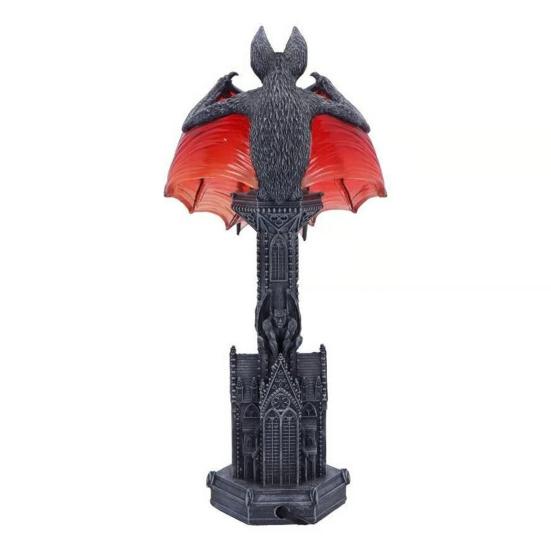 Bat Wings Lamp Gothic Wings of Night Halloween Lamp Vintage Bat Table Lamp with Red Glow Cathedral Base Night Light for Spooky Horror Room Witchy