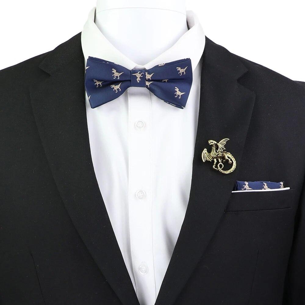 Набір краваток-метеликів, візерунок із зображенням черепа-дракона, чоловіки, платок із метеликами, брошка з китицями, весілля, вечірка на Хелловін,