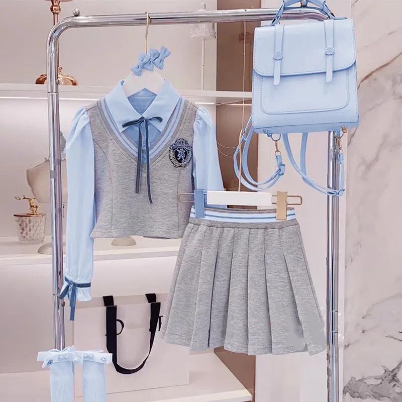 Girls' College Style Dress Set - Spring & Autumn 2025 Collection