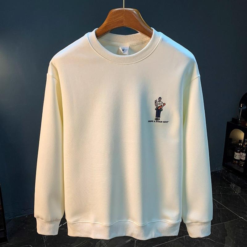 Round Neck Pullover Sweatshirt Men Autumn New Embroidered Casual Long-sleeved Clothes Printed Loose Bottoming Shirt T-shirt