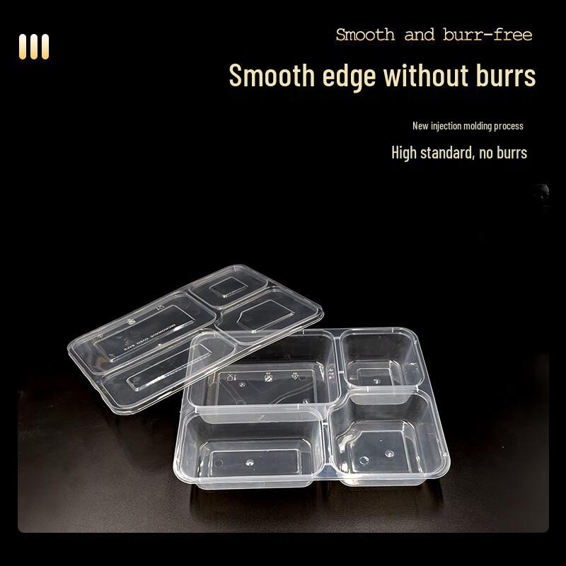 Disposable 4-Compartment Takeout Food Containers with Lids