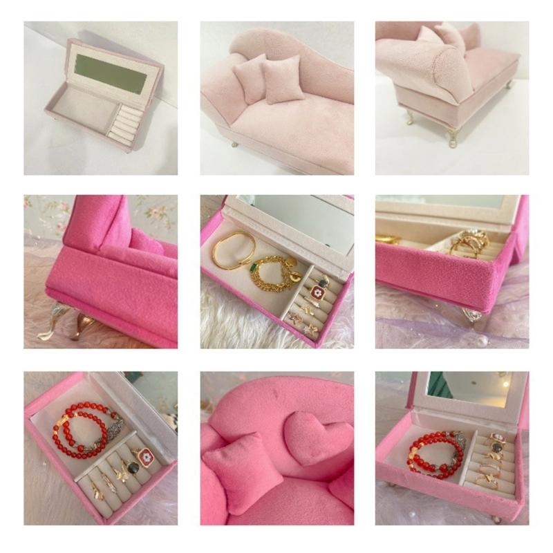 Miniature 1/6 Scale Dollhouses Furniture Sofa Jewelry Storage Box for Doll House Accessories