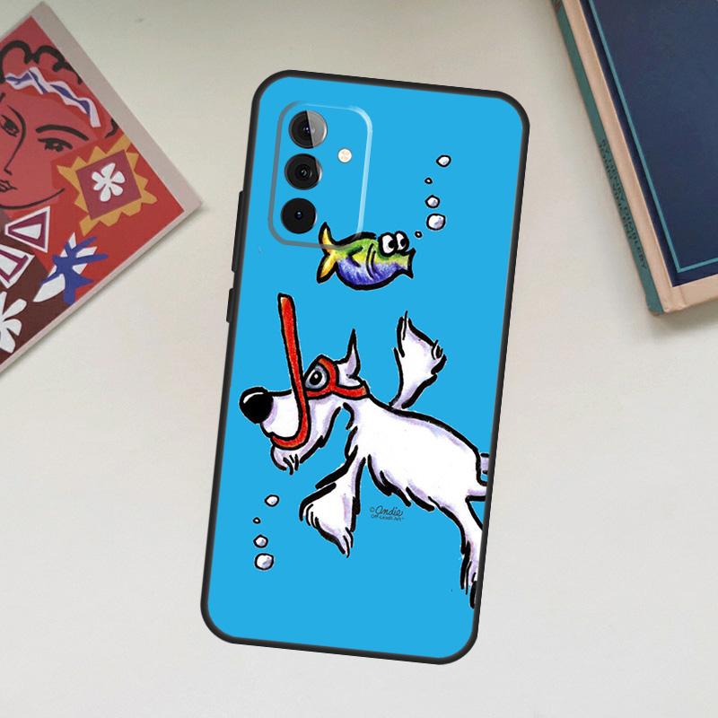 Cartoon Schnauzer Dog Case For Samsung Galaxy A13 A53 A33 A23 A06 A56 A16 A36 A55 A35 A17 A54 A34 A14 A52 A32 A15