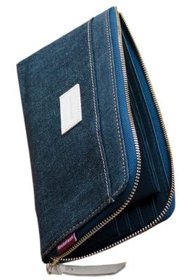Need Network Proud Denim Long Wallet with Bill Coin 12 Card and Skimming Protection for Men - Japan's L-shaped Zipper, Compartment, Purse, Ultra-thin,